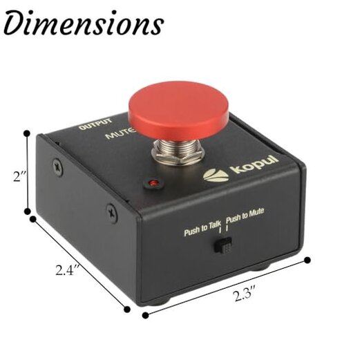 KOPUL Momentary Microphone Mute/Talk Button &ndash; Push-to-Talk or Push-to-Mute, LED Indicator,XLR in/Out, Desktop or Footswitch Use, for Dynamic & Condenser Mics for Podcast, Online Meetings, Live Events