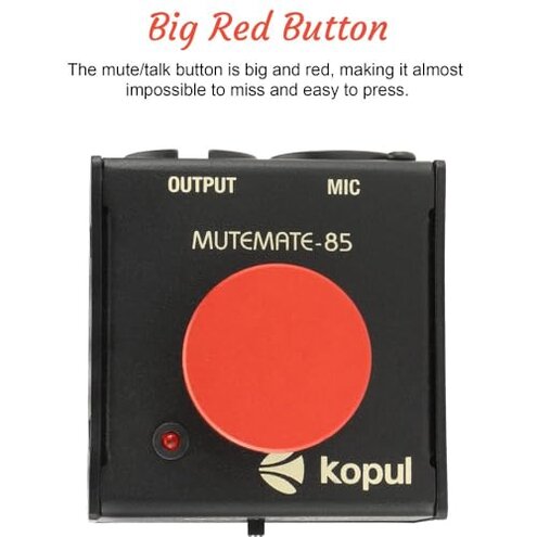 KOPUL Momentary Microphone Mute/Talk Button &ndash; Push-to-Talk or Push-to-Mute, LED Indicator,XLR in/Out, Desktop or Footswitch Use, for Dynamic & Condenser Mics for Podcast, Online Meetings, Live Events