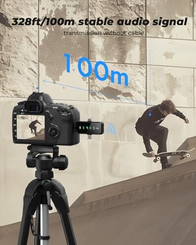 BAILIXIN 3-in-1 Mini Microphone for iPhone, Android, Camera - 328ft Long Range, 20H Battery Life, Wireless Microphones, Lapel Mic with AI Noise Reduction for Video Recording, YouTube, TikTok