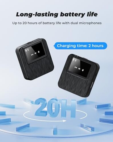 BAILIXIN 3-in-1 Mini Microphone for iPhone, Android, Camera - 328ft Long Range, 20H Battery Life, Wireless Microphones, Lapel Mic with AI Noise Reduction for Video Recording, YouTube, TikTok