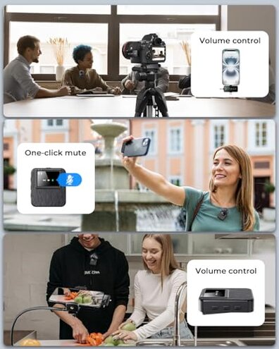 BAILIXIN 3-in-1 Mini Microphone for iPhone, Android, Camera - 328ft Long Range, 20H Battery Life, Wireless Microphones, Lapel Mic with AI Noise Reduction for Video Recording, YouTube, TikTok