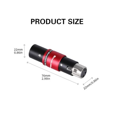 StudioMan DPM1 XLR Dynamic Microphones Preamp, 29dB Gain & Low-Noise Signal Boost, Plug-and-Play Metal Adapter with Universal XLR Compatibility - for Studio/Stage - Red/Black