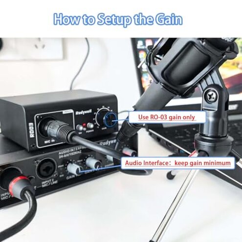 Rodyweil Mic Preamp with 19~75db Adjustable Gain Boost Balaneced Line Out and 48V for Dynamic, Condenser,Ribbon Microphone, Audio Interface, Audio Mixer