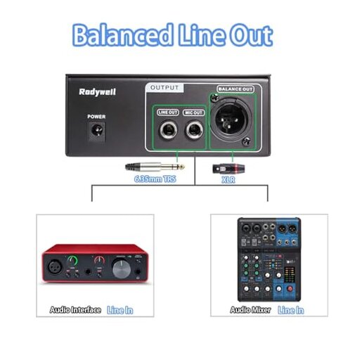 Rodyweil Mic Preamp with 19~75db Adjustable Gain Boost Balaneced Line Out and 48V for Dynamic, Condenser,Ribbon Microphone, Audio Interface, Audio Mixer