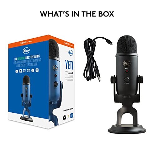 Logitech G Yeti GX Dynamic RGB Gaming Microphone, Podcast Microphone with LIGHTSYNC, Blue VO!CE, G HUB Control, USB Plug and Play - Black