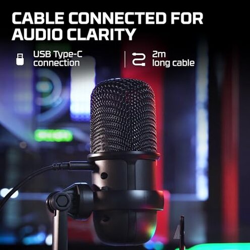 HyperX SoloCast &ndash; USB Condenser Gaming Microphone, for PC, PS4, PS5 and Mac, Tap-to-Mute Sensor, Cardioid Polar Pattern, great for Streaming, Podcasts, Twitch, YouTube, Discord,Black