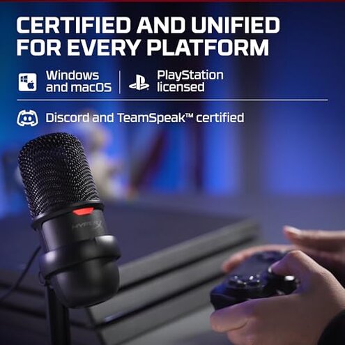 HyperX SoloCast &ndash; USB Condenser Gaming Microphone, for PC, PS4, PS5 and Mac, Tap-to-Mute Sensor, Cardioid Polar Pattern, great for Streaming, Podcasts, Twitch, YouTube, Discord,Black