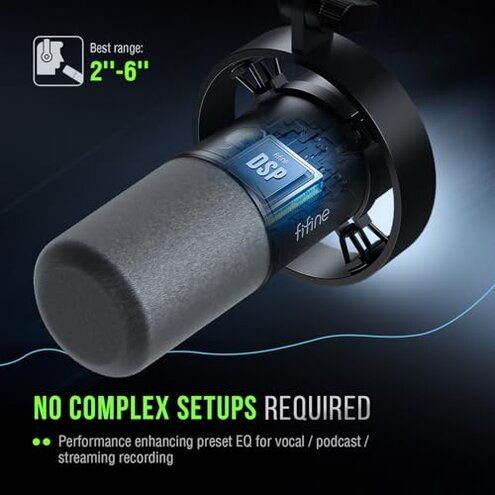 FIFINE Dynamic Microphone, XLR/USB Podcast Recording PC Microphone for Vocal Voice-Over Streaming, Studio Metal Mic with Mute, Headphone Jack, Monitoring Volume Control, Windscreen-Amplitank K688