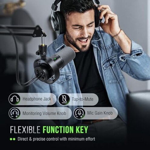 FIFINE Dynamic Microphone, XLR/USB Podcast Recording PC Microphone for Vocal Voice-Over Streaming, Studio Metal Mic with Mute, Headphone Jack, Monitoring Volume Control, Windscreen-Amplitank K688