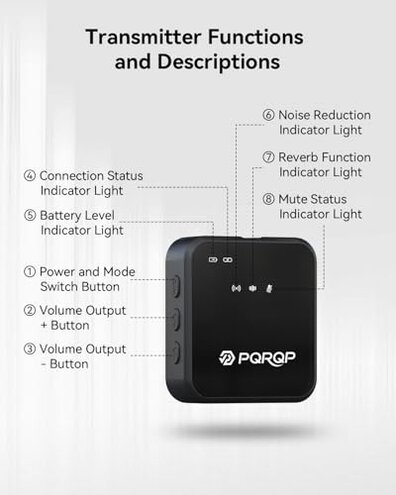 PQRQP 3 in 1 Microphone for iPhone/Android/Camera, Wireless Microphones, 328ft Transmission, 18H Battery Life, Mini Microphone for Record Interview, Vlogs, YouTube, Tiktok