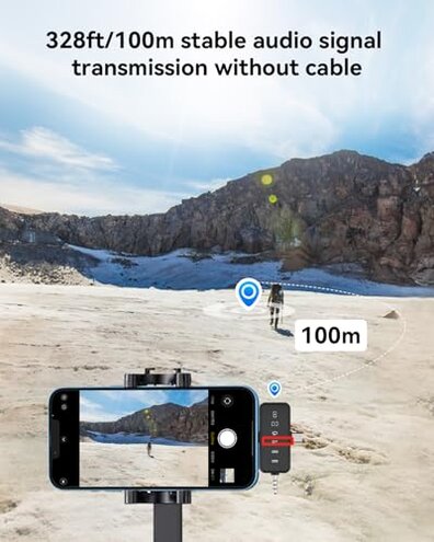 PQRQP 3 in 1 Microphone for iPhone/Android/Camera, Wireless Microphones, 328ft Transmission, 18H Battery Life, Mini Microphone for Record Interview, Vlogs, YouTube, Tiktok