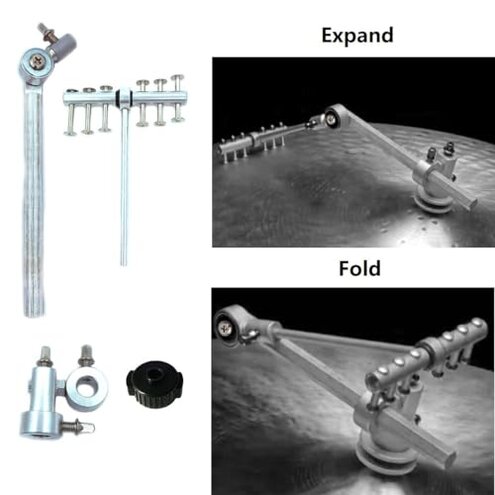 TUOREN Cymbal Sizzler Sustain Device with Rivet Metal Adjustable Cymbal Hiss Sound Effect Sounder for Cymbal Stand Jazz Drum Set Percussion Drum Kit Cymbal Accessories