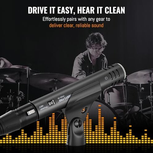 Phenyx Pro PDM35 Overhead Condenser Microphone, Cardioid Microphone with Wide Frequency Response Range, XLR Connector, Pencil Stick Condenser Mic for Hi-Hat, Percussions, and String Instruments