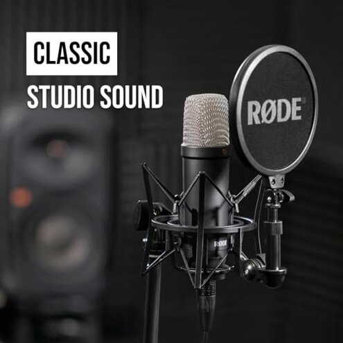R&Oslash;DE NT1 Signature Series Condenser Microphone with SM6 Shockmount and Pop Filter - Black