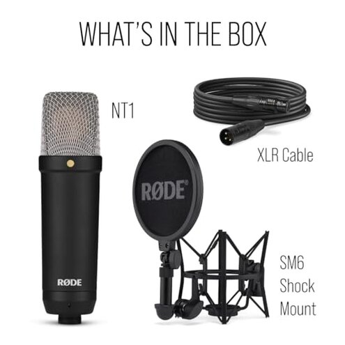 R&Oslash;DE NT1 Signature Series Condenser Microphone with SM6 Shockmount and Pop Filter - Black