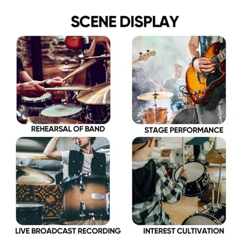 W IN-MIX 7 Piece Wired Dynamic Drum Mic Kit (Whole Metal)- Kick Bass, Tom/Snare & Cymbals Microphone Use for Drums, Vocal, Other Instrument Complete with Thread Clip, Mics Holder