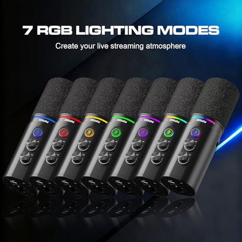 MAONO XLR/USB Dynamic Microphone Kit, RGB Podcast Mic with Software, Mute, Gain Knob, Volume Control, Boom Arm for Streaming, Gaming, Voice-Over, Recording-PD200XS Black