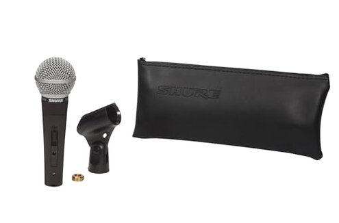 Shure SM58 Pro XLR Dynamic Microphone with On/Off Switch - Professional Studio & Live Performance Cardioid Mic for Vocals, Podcasting, and Recording (SM58S)