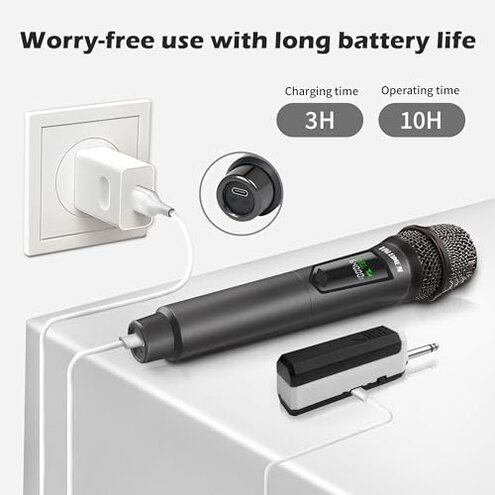 talomen Wireless Microphone,Professional Dual Handheld Cordless Dynamic Mic System with Rechargeable Receiver(160 Ft),Karaoke Microphone Set for Singing,Karaoke,Wedding,DJ,Party,Speech,Church,K60-2