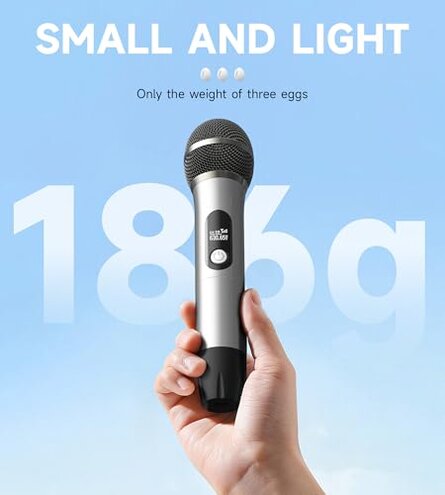 Wireless Microphones, Wireless Microphone with One-to-One Chip Connection, 40H Duration, 200 FT Distance Receiving, Semi-Metallic tube Microphone for Singing, Video Recording, YouTube, Home Party