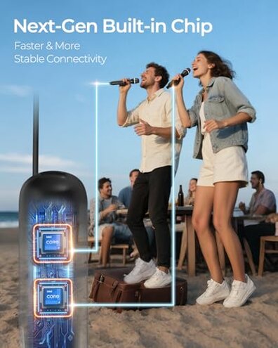 LUVUMVLT Wireless Microphones, Dual Handheld Dynamic Mic with Ultra-Stable Rechargeable Receiver | 200ft Freedom |Zero Dropouts | 40H Duration |Plug and Play| Karaoke Microphone for Singing, Meeting