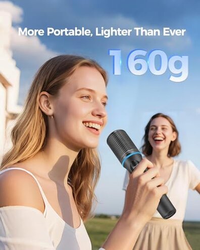 Wireless Microphones, 5-level Volume Adjustment, Dual Handheld Dynamic Mic with Dynamic Ambient Lighting,Ultra-Stable Rechargeable Receiver,40H Duration, 200ft Range,Karaoke Microphone for Singing
