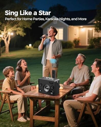 Wireless Microphones, 5-level Volume Adjustment, Dual Handheld Dynamic Mic with Dynamic Ambient Lighting,Ultra-Stable Rechargeable Receiver,40H Duration, 200ft Range,Karaoke Microphone for Singing
