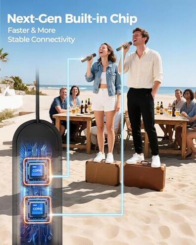 Wireless Microphones, 5-level Volume Adjustment, Dual Handheld Dynamic Mic with Dynamic Ambient Lighting,Ultra-Stable Rechargeable Receiver,40H Duration, 200ft Range,Karaoke Microphone for Singing