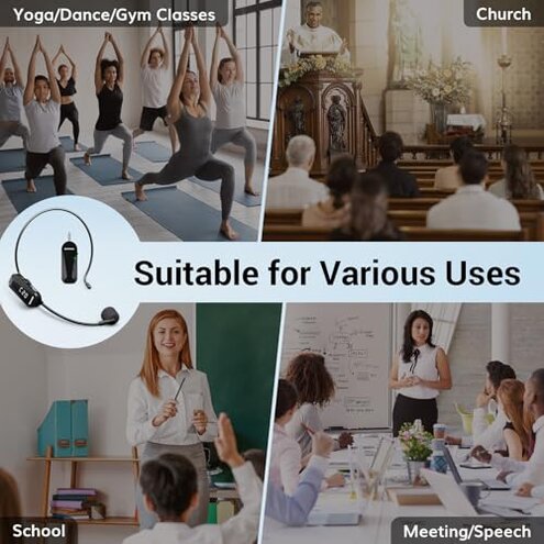 TONOR Wireless Headset Microphone, UHF Microphone Headset System, Head Handheld Mic 2 in 1, Ear Mic with 20 Channels, 65ft Range for Fitness, Teaching, Tour Guide, Voice Amplifier, Speaker, Pa