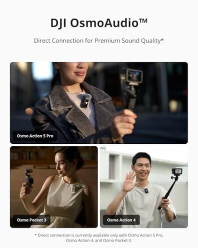 DJI Mic 2 (2 TX + 1 RX + Charging Case), Wireless Lavalier Microphone, Intelligent Noise Cancelling, 32-bit Float Internal Recording, 820 ft.(250m) Range, Microphone for iPhone, Android, Camera