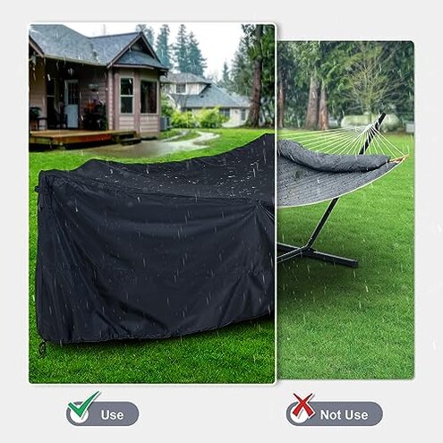 Mansion Home Thickened Cover for 12FT Hammock Stand, 210D Waterproof Cover With Handles and Vents, Black