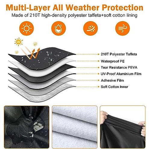 Waterproof 11-12 FT Hammock Cover, 210T Sun Rain UV Dust Snow Protection Outdoor Hammock Covers with Windproof Straps & Soft Cotton Lining for 11-12ft Stand