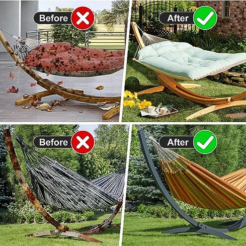 Waterproof 11-12 FT Hammock Cover, 210T Sun Rain UV Dust Snow Protection Outdoor Hammock Covers with Windproof Straps & Soft Cotton Lining for 11-12ft Stand