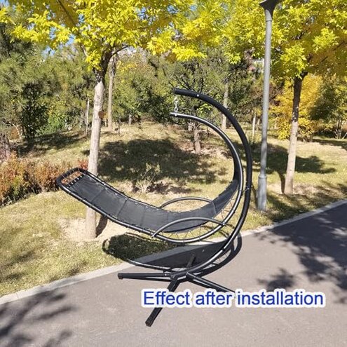 Black Waterproof Replacement Mesh with Rope for Patio Curved Hanging Lounge Chair Chaise Lounger Swinging Chair Replacement Fabric, Chaise Fix Accessories