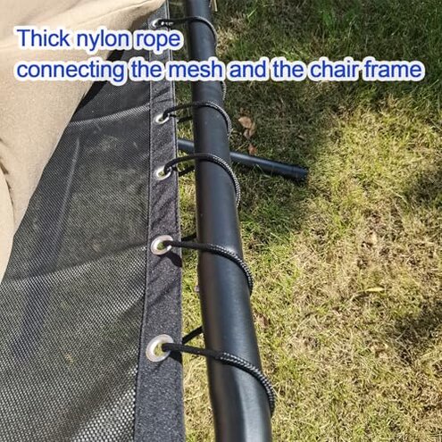 Black Waterproof Replacement Mesh with Rope for Patio Curved Hanging Lounge Chair Chaise Lounger Swinging Chair Replacement Fabric, Chaise Fix Accessories