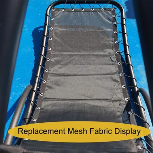 Black Waterproof Replacement Mesh with Rope for Patio Curved Hanging Lounge Chair Chaise Lounger Swinging Chair Replacement Fabric, Chaise Fix Accessories