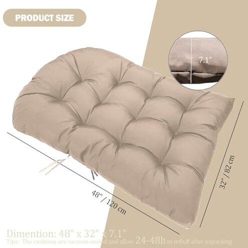 MQK Thick Egg Chair Cushion Replacement, Button Tufted Outdoor Swing Chair Cushion with High Elasticity PP Cotton and Skin-Friendly Fabric, Hanging Cushion for Patio Porch Furniture (Only Cushion)