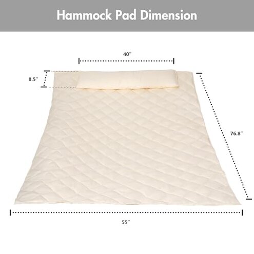 ANOW Double Hammock Pad and Hammock Pillow Set, Portable Polyester Hammock Pad, Cream