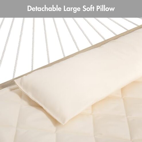 ANOW Double Hammock Pad and Hammock Pillow Set, Portable Polyester Hammock Pad, Cream
