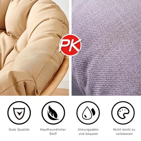 UKIOPKM Indoor Outdoor Waterproof Papasan Chair Cushion Egg Chair Cushion Hanging Chair Cushion Patio Chair Mat for Rocking Chair Seats(Dark Coffee Color,50 * 50cm)