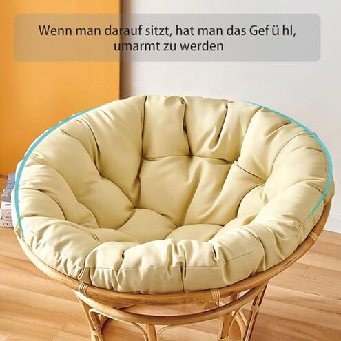 UKIOPKM Indoor Outdoor Waterproof Papasan Chair Cushion Egg Chair Cushion Hanging Chair Cushion Patio Chair Mat for Rocking Chair Seats(Dark Coffee Color,50 * 50cm)