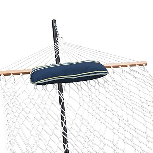 Island Retreat Outdoor Leisure Hammock Pad and Pillow Set, 77.5” x 52” – Coastal Turquoise Stripe Hammock Cushion Replacement w/Soft Poly-Fill, Weather-Resistant Polyester Fabric & Durable Ties