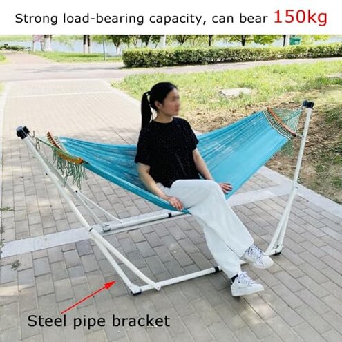Hammock with Stand, Floor-Standing Swing Bed Base with Hanging Chair and Hammocks, Easy Assembly,for Travel Camping Picnic(Color 4)