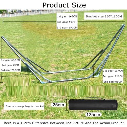 Hammock Stand, Swing Stand 3 Gears Adjustable,Easy Assembly Camping Tools, for Patio Travel Garden Picnic(Stand Only)