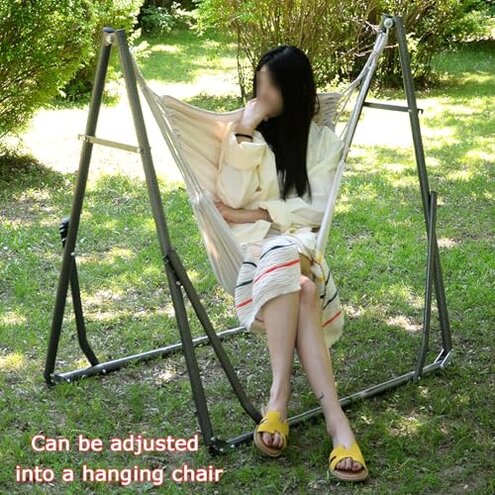 Hammock with Stand, Can Bear 350kg Adjustable Swing Holder Rack,for Outdoor Patio Travel(with Hammock)(Blue)