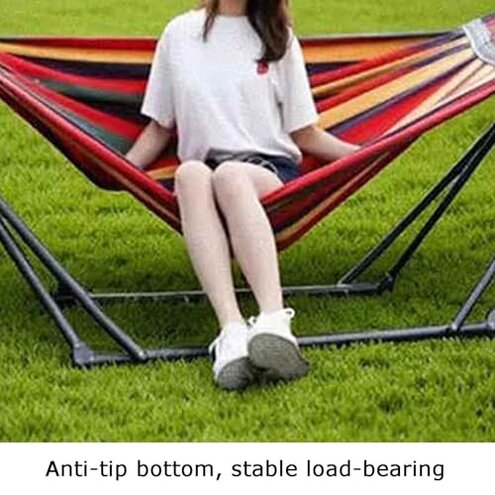 Hammock with Stand, Can Bear 350kg Adjustable Swing Holder Rack,for Outdoor Patio Travel(with Hammock)(Blue)