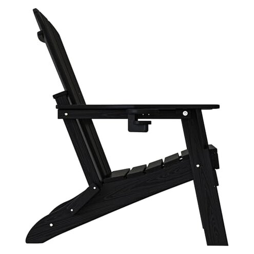 Plawdlik Folding Adirondack Chair, SGS Tested, Wooden Textured with Cup Holder, Heavy All-Weather HDPE Comfortable Set Poolside Backyard Lawn Teak Set 4