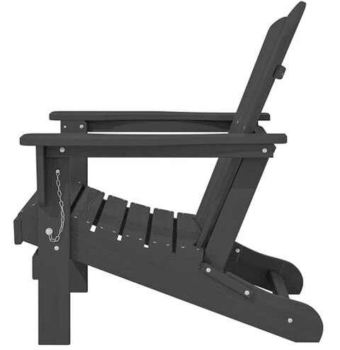 KINGYES Folding Adirondack Chair Set of 2, HDPE All-Weather Folding Adirondack Chair, Grey