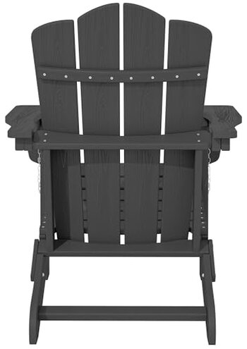 KINGYES Folding Adirondack Chair Set of 2, HDPE All-Weather Folding Adirondack Chair, Grey