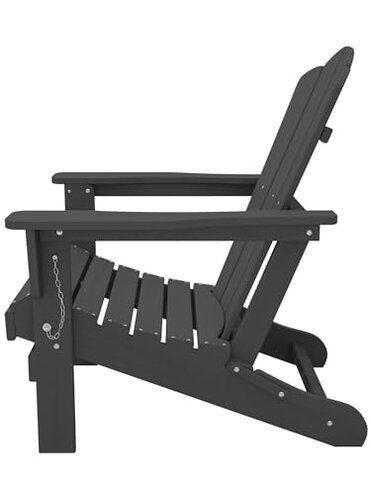 KINGYES Folding Adirondack Chair Set of 2, HDPE All-Weather Folding Adirondack Chair, Grey